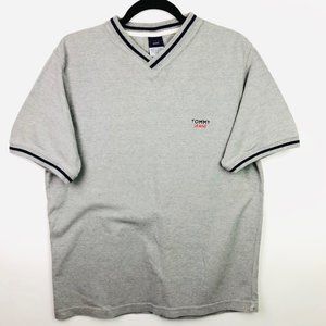 VTG Tommy Jeans V Neck M Embroidered Spell Out 90s